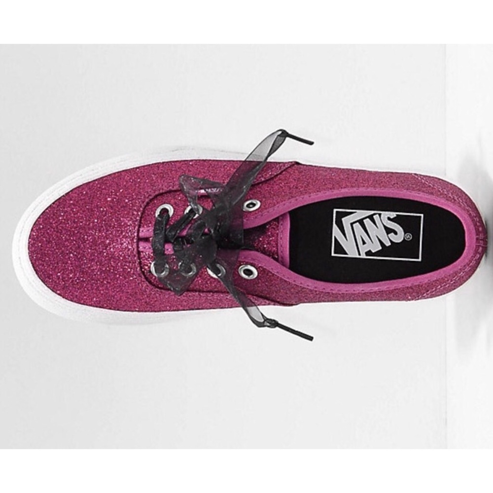 Vans Pink Glitter Platform Sneakers Shoes 8 Black - Picture 6 of 8
